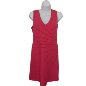 Point ZERO x NICOLE BENISTI PINK HISBISCUS SLEEVELESS V-NECK MIDI DRESS …